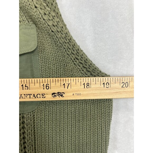 Eddie Bauer Sweater Vest Womens L Green Zip‎ Front Cotton - Picture 5 of 7
